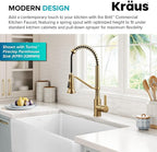 KRAUS Britt Commercial Style 2-Function Single Handle Pull Down Kitchen Faucet in Spot-Free Brushed Brass, KPF-1693BB