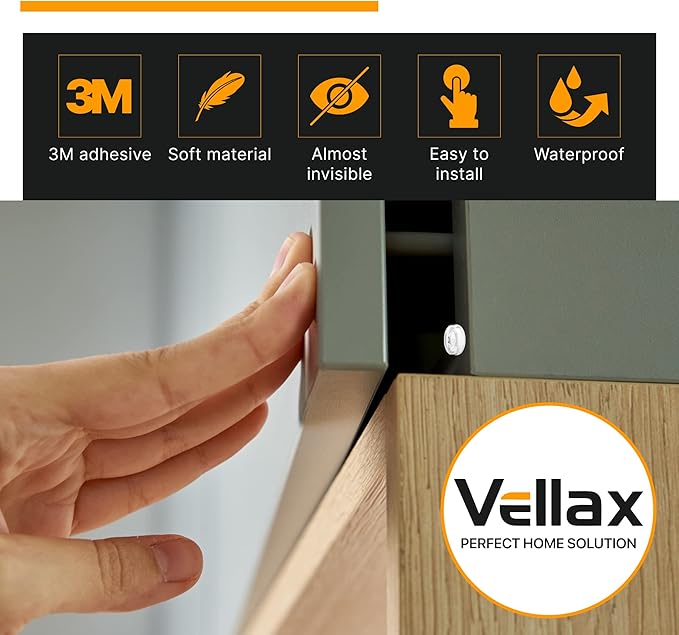 64 Self Adhesive Cabinet Door Bumpers – Sticky Clear Silicone Rubber Pads for Furniture Drawers, Kitchen Cabinets, Decor, Wall Protection – Vellax