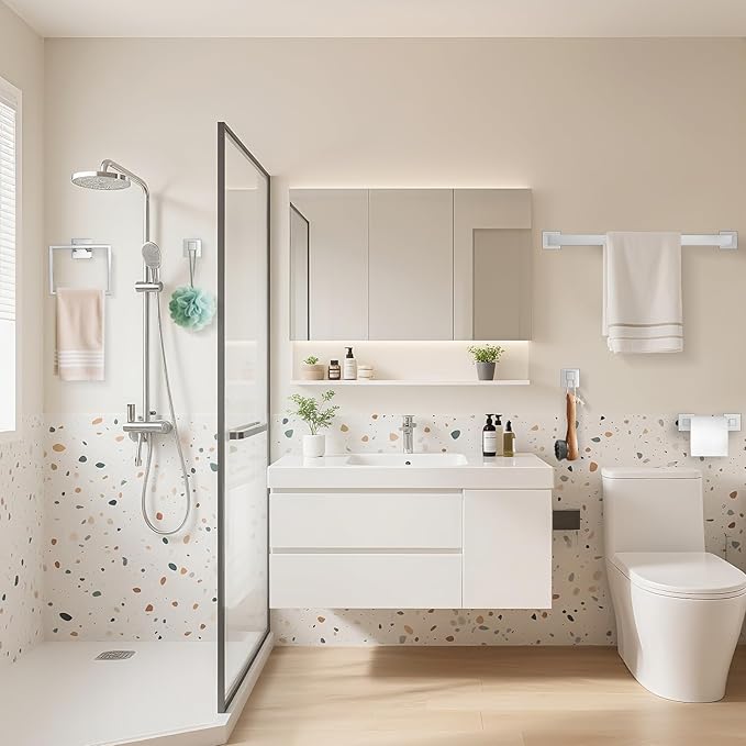 TURS 10-Piece Bathroom Hardware Accessories Set Chrome Towel Bar Holder Set SUS304 Stainless Steel Towel Racks for Bathroom Wall Mounted, 23.6-Inch