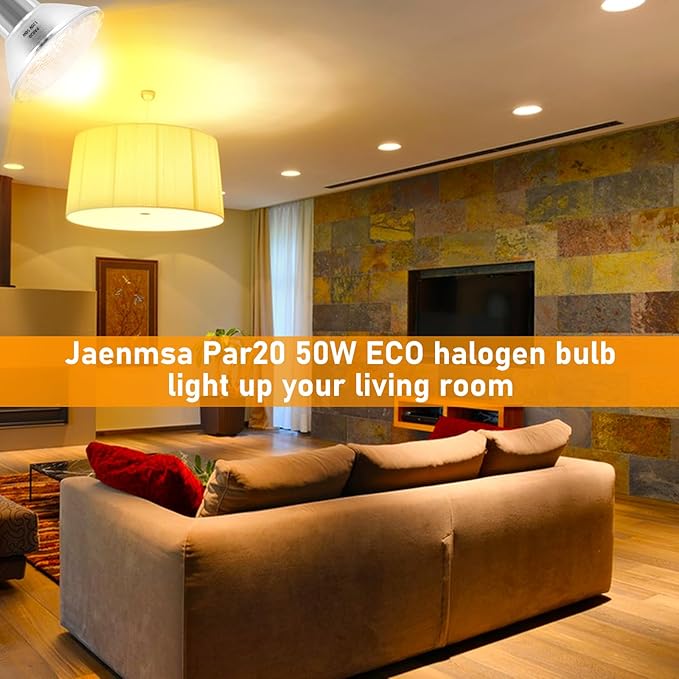 Par20 Halogen Floodlight Bulb 120V 50W, Par20 Flood Bulb 50 Watt 120V, 12 Pack Dimmable Reflector Par20/FL25 Halogen Bulb Warm White 2800K E26 Base for Recessed Can 4-in,Hood Range Light Bulbs