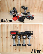 Heavy Duty Tool Organizer, 16" W x 7.48" H x 5.51" D, 4 Wall Mount Anchors, 3.95" Between Slots, Sturdy Steel Construction, Ideal for Power Tools (2 Pack)