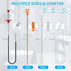 Drain Snake 12 Set: 25inch Snake Drain Hair Removal Tool(1PCS), 59inch Cleaning Brush(2PCs), 25inch Drain Clog Remover(6PCS), 18inch Sink Drain Brush(3PCS) For Bath Tub, Toilet, Kitchen Sink, Sewer