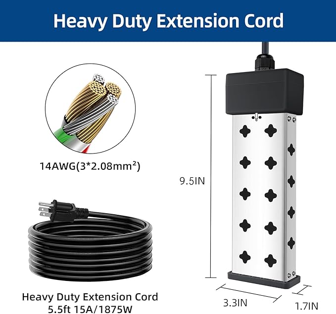 Immersion Water Heater 1800W, Portable Submersible, Real Time Temp Display, Thermostat Temp Control, Dry Burn Protection, Heating for Buckets Bathtubs Hot Tubs Above Ground and Inflatable Pools