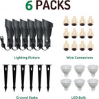 Lumina Lighting® 4W Landscape Lighting 12V Landscape Lights Low Voltage Landscape Spotlights Warm White Waterproof Outdoor Replaceable LED Bulb for Garden, Lawn, Porch, Patio and Yard (Black, 6-Pack)