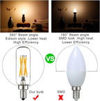 LiteHistory Dimmable t6 led Bulb 40W Candelabra led 2700K Clear 400lm 4W e12 Edison Bulb Warm White 6Pack