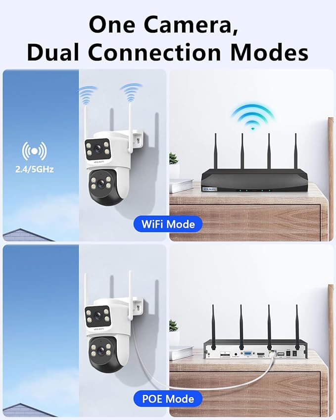 【2-Way Audio & 360° View】 4MP PTZ Security Cameras Wireless Outdoor, WiFi Home Surveillance System, Outside Wireless Security Systems Surveillance DVR Kits
