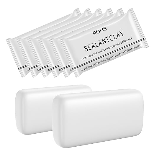 8 Pack White Seal Putty - Grade Waterproof Duct Sealant Clay, Fast Setting Repair Putty for Tight Drain Joints, Wall Cavities, Air Conditioning Pipe Openings & Air Leak Prevention