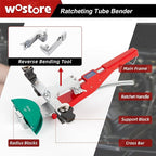 Wostore Tube Bender Kit with Reverse Bend Includes 1/4-7/8 Sizes Refrigeration Ratcheting Tubing benders Hand Tool Color Aluminium Alloy Replacement Head