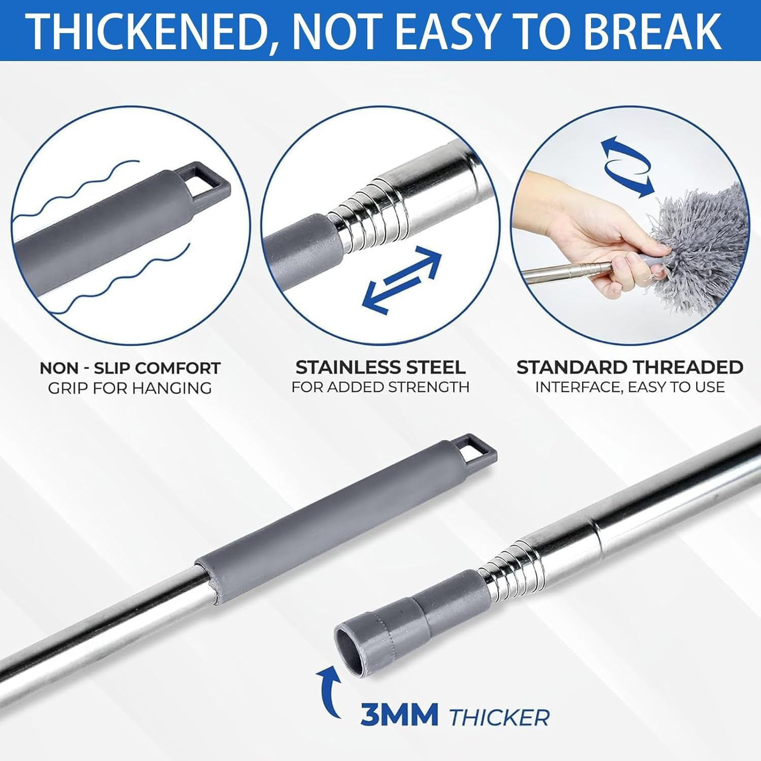 Dusters for Cleaning - 9Pcs Feather Duster Extendable Pole Up to 100'', Microfibre Feather Duster Bendable Washable Long Duster for Cleaning Ceiling Chandelier High Ceiling Furniture