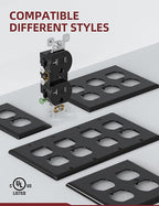 AIDA 20 Amps Outlets Duplex Electrical Receptacle Outlets,Tamper Resistant,Heavy-Duty Receptacle Wall Outlet,Residential,TR,3-Wire, Self-Grounding Clip, NEMA 5-20R,UL Listed (50 Pack, Black