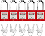 SAFBY Lockout Tagout Locks, Safety Padlock, Keyed Differently Loto Safety Padlocks for Lock Out Tag Out Kits Station (Red 11-20)