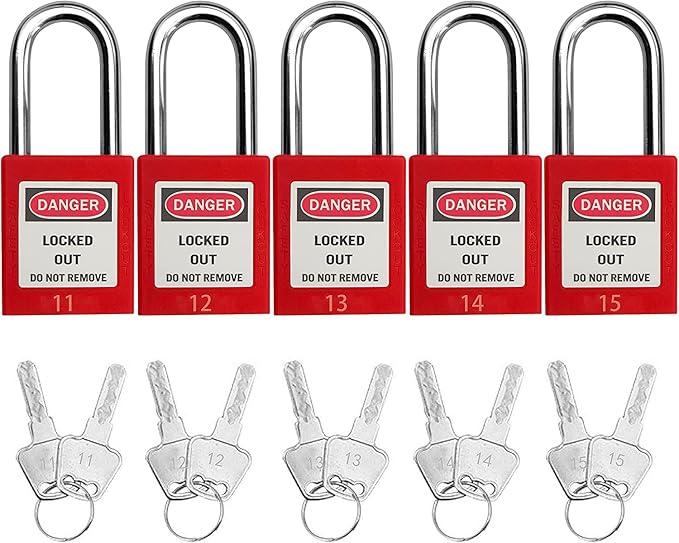 SAFBY Lockout Tagout Locks, Safety Padlock, Keyed Differently Loto Safety Padlocks for Lock Out Tag Out Kits Station (Red 11-20)