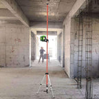 Laser Level Pole with Tripod, Telescoping Tripod, 12 Ft./3.7M with 1/4-Inch by 20-Inch Lasers' Mount for Rotary and Line Lasers' Level, 5/8"-11 Adapter Nut Included, Red