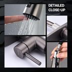 WEWE Black Stainless Kitchen Faucet with Pull Down Sprayer, Single Handle Commercial Modern RV Laundry Stainless Steel Sink Faucet for Rv Kitchen Bar