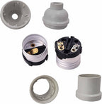 E26 E27 Light Socket,8-Pack White Edison Retro Pendant lamp Holder, E26 E27 Plastic Standard Screw-in Socket Maximum Wattage 250W Heat Resistant Up to 200℃ Fire Resistant