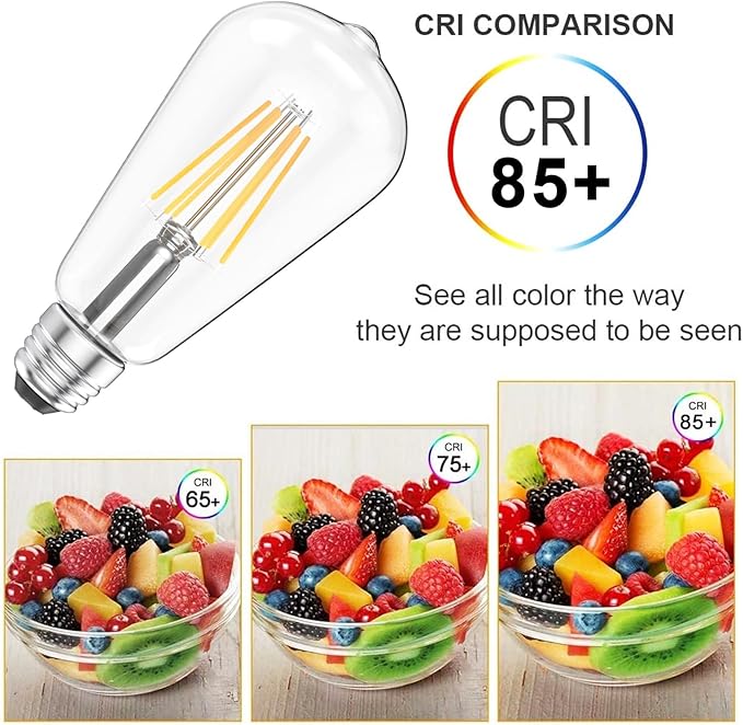 Ralbay ST64 Vintage LED Edison Bulbs 10 Pack, 60W Equivalent, Warm White 2700K, Clear Glass E26 Medium Base