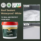 35 oz White Roof Sealant Waterproof, Elastomeric Roofing Coating Liquid Waterproofing Paint Adhesive, Solar Reflective Sealer for Outdoor Flat, Metal Roofs Leak Repair 1KG