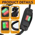 2 Way Extension Cord with On/Off LED Switch, Fiabtool 3 Prong Extension Cord Splitter, Heavy Duty Plug Splitter, SJTW 18AWG 10A/125V, Indoor Use (3.28 Ft, Black)