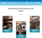 Long Term 9003542 Pilot Assembly Replacement for Natural Gas Water Heater, Compatible with Reliance, A.O.Smith, Kenmore, State GS and GSX, Replaces 100109295,9003542005