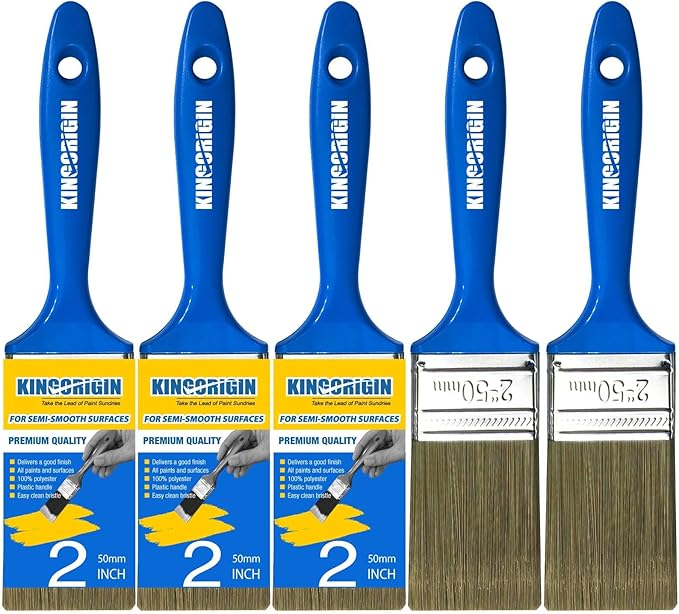 King Origin Versatile Paint Brush Set, 5 Pack, 2 Inch Paint Brushes, Small Paint Brushes for Walls, Furniture, Crafts - Detailed Painting & Larger Surface Coverage
