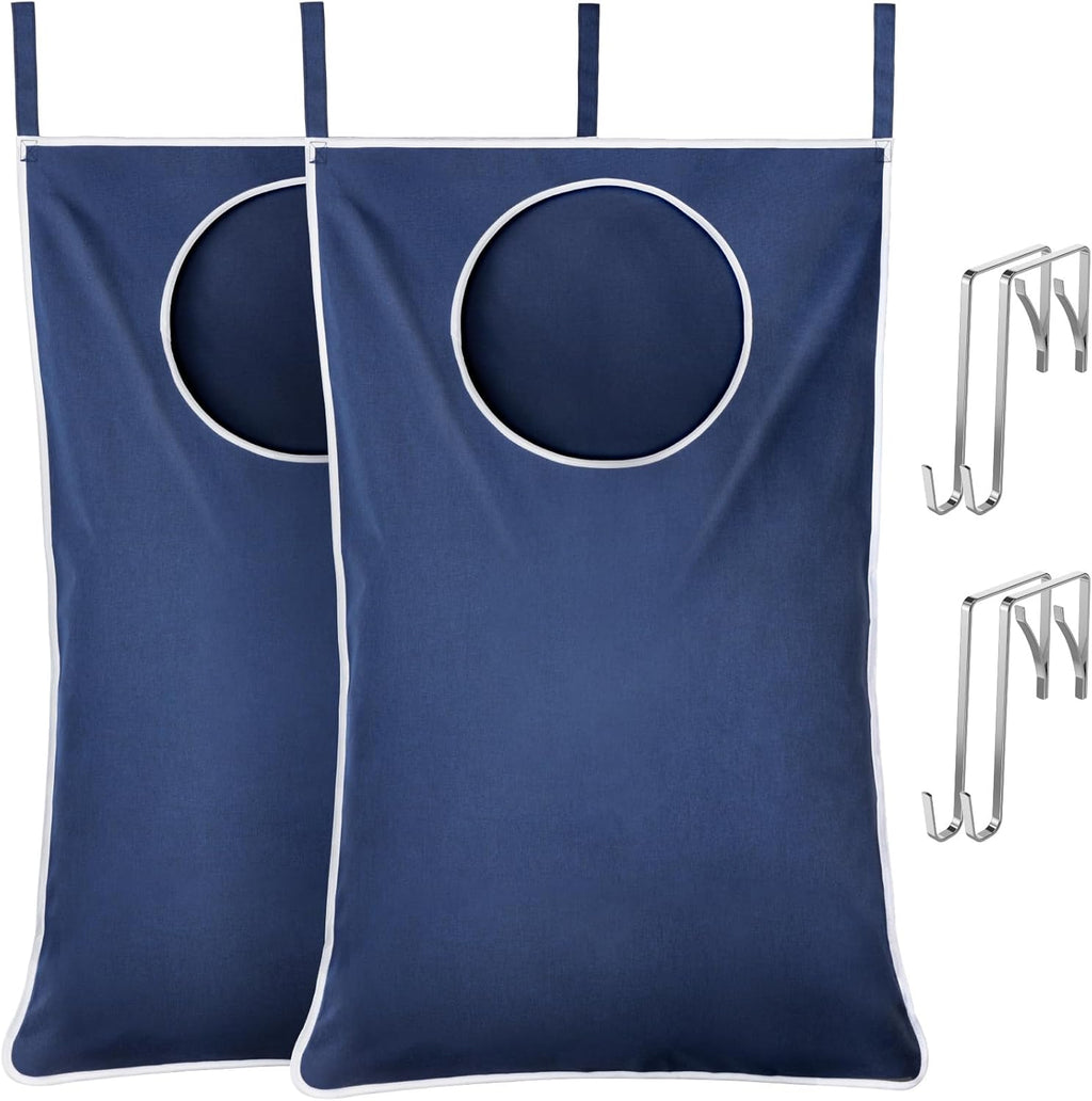 Lifewit 2 Pack Over Door Laundry Hamper, Large Collapsible Hanging Laundry Hamper, Hanging Laundry Basket Bag for Bathroom Bedroom Dirty Clothes Storage Organizer, Dark Blue