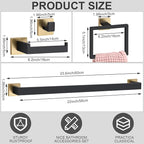 Gisafai 25 Pcs Bathroom Hardware Accessories Set 23.6 Inch Bath Towel Bar Kit Stainless Steel Bathroom Hardware Set Towel Racks Ring Hooks Paper Holder for Wall Mounted (Black Gold)
