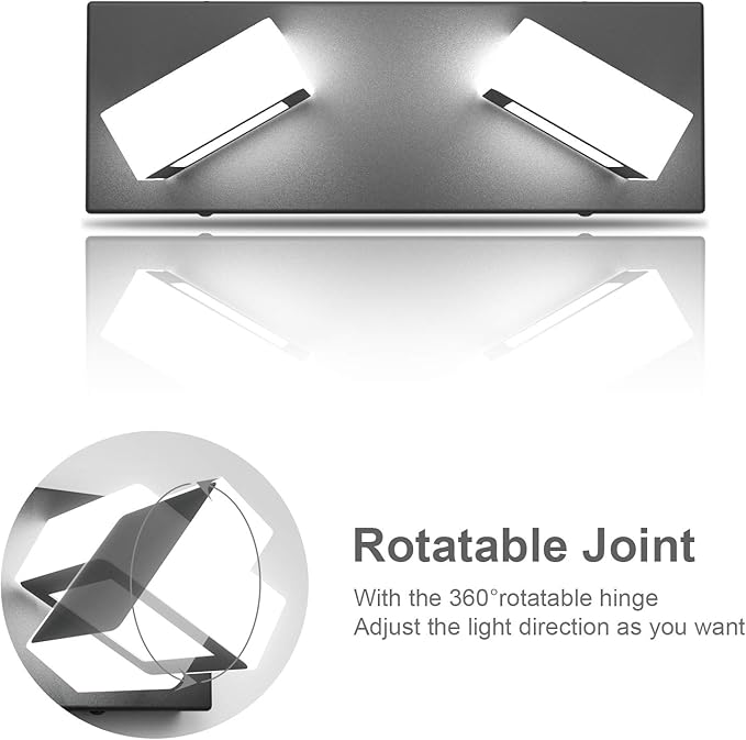 Ralbay 2 Lights Black Modern Bathroom Vanity Light Acrylic LED Modern Black Bathroom Wall Lighting Fixtures