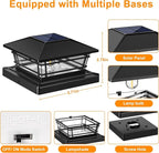 Solar Post Cap Lights Outdoor 12 Pack [LED Bulb, 2 Brightness Setting] Fence Post Solar Lights Waterproof for 4x4 5x5 or 5.5x5.5 Wood Posts, Warm Bright Bulb Lighting for Garden Deck Yard