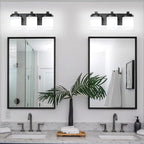 3-Light Black Bathroom Light Fixtures, Vanity Lights for Bathroom Mirror Lamp with Milky White Square Glass Shade, E26 Base Modern Wall Sconce Light Kitchen Light Fixtures Led Vanity