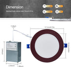 CycevSun 12 Pack Bronze Recessed Lighting 6 Inch with Night Light, Canless Ultra Thin Wafer Downlight Pot Outdoor Exterior Soffit, Dimmable & 5 CCT Selectable, 12W, ETL