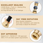 26pcs Quick Connect Brass DOT Air Line Fittings Straight Union 1/4” 3/8” 5/8” Tube Push to Connect Fittings Air Suspension Fittings Straight Air Brake Union Push Lock Pneumatic Air Hose Fitting