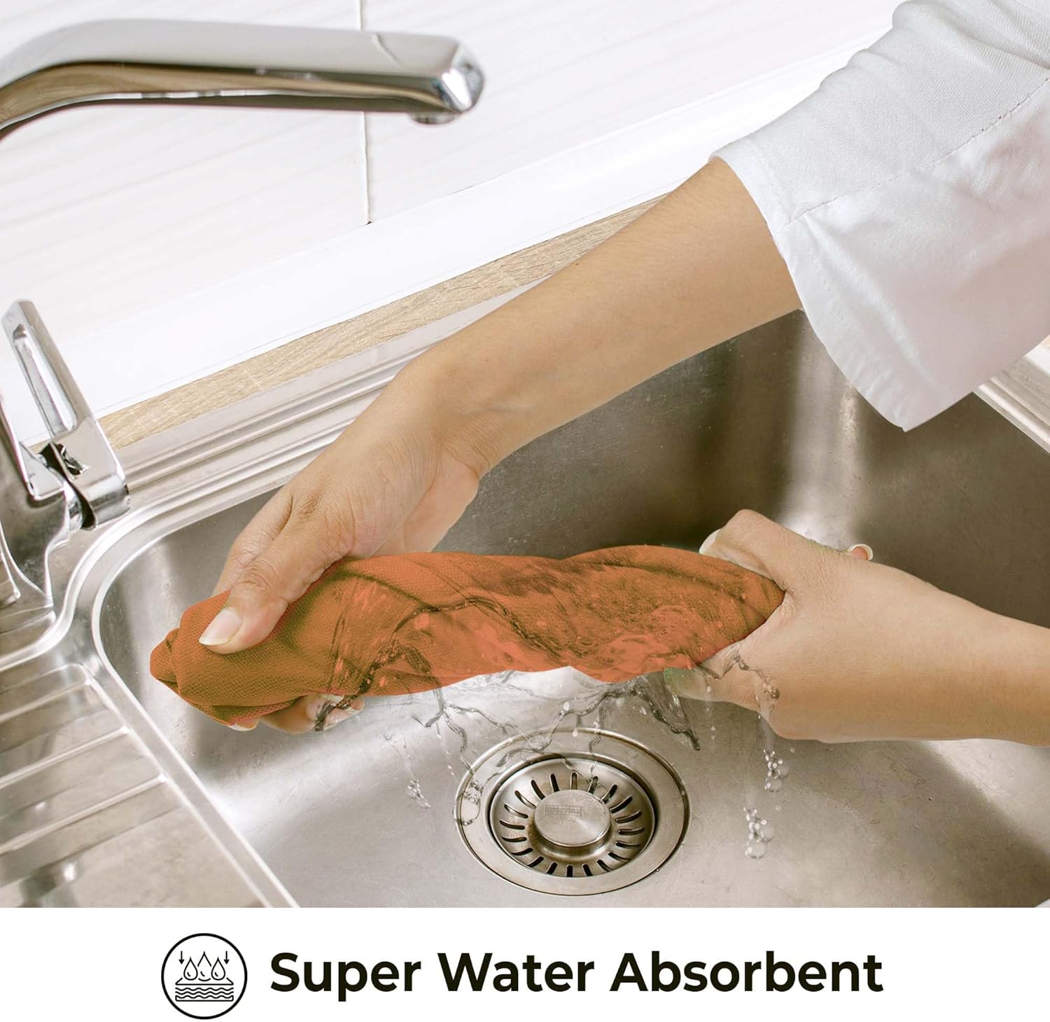 Urban Villa Kitchen Towels Set of 6 Fall Dish Towels for Kitchen 100% Cotton Rust Color Dish Cloths 20''X30'' Large Multi-Purpose Kitchen Hand Towels Highly Absorbent Kitchen Towels with Hanging Loop