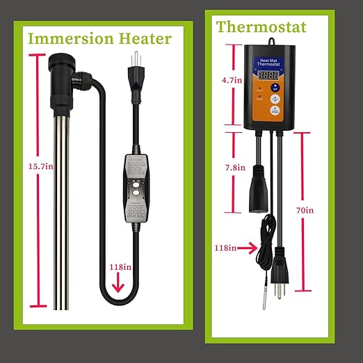 1500W Titanium Submersible Portable Electric Hot Tub & Pool Immersion Water Heater with GFCI and Temp Control for Baptistry, Bathtubs, Above Ground Pool, Swimming Pool and baptismal Pool