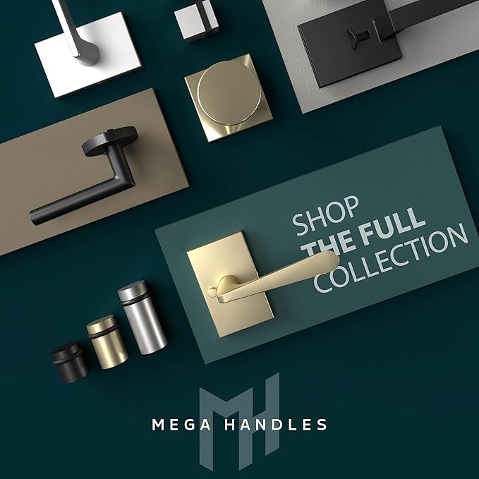 Mega Handles Apex Dummy Door Handles - 2 Pack Heavy Duty Black Door Handle, Non-Turning Door Handle for Hallway, Closet & French Doors, Single Side, Fits All Standard Doors - Matte Black