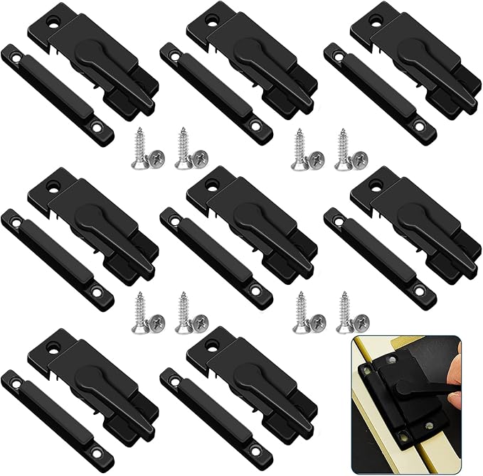 Sliding Window Sash Locks Black ZUONAI 8 Pack Cam Sash Locks for Double Hung Window Latch Lock Security Vinyl Window Sash Lock and Keeper Replacement for Vertical and Horizontal Sliding Windows