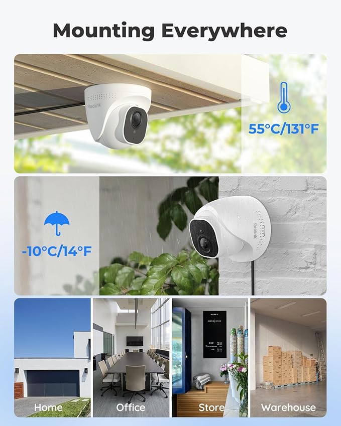 REOLINK Smart 5MP 8CH Home Security Camera System, 4pcs Wired PoE IP Cameras Outdoor with Person/Pet/Vehicle Detection, 4K 8CH NVR with 2TB HDD for 24-7 Recording, RLK8-520D4-5MP