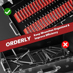 80PCS Modular Wrench Organizer Wrench Holder - Wrench Tool Organizers for Tool Drawer Storage, Wrench Storage Set with Metric & SAE Label, Wrench Rack Tool Gift for Professional Mechanics Men, Red