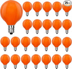 Abeja G40 Orange Replacement Bulbs,G40 Halloween Globe Light Bulbs, 5W Incandescent Glass Bulbs for Indoor Outdoor Patio String Lights,C7/E12 Base, 25 Pack