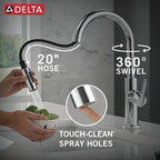 Delta Nicoli Chrome Kitchen Faucet with Pull Down Sprayer, Modern Single Hole Kitchen Sink Faucet, Single Handle, Chrome 19867LF