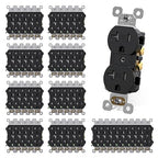 AIDA 20 Amps Outlets Duplex Electrical Receptacle Outlets,Tamper Resistant,Heavy-Duty Receptacle Wall Outlet,Residential,TR,3-Wire, Self-Grounding Clip, NEMA 5-20R,UL Listed (50 Pack, Black