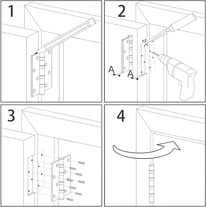 24 Pack Interior Satin Door Hinges Brushed Nickel 3.5 Inch x 3 1/2" 5/8" Rudius Rounded Heavy Duty Metal Iron Hinge 3 ½ Bifold Standard Doors Hardware Fittings for Flat,Bed/Storage/Basement Room