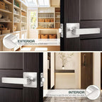 GOBEKOR 2 Pack Brushed Nickel Interior Door Handles Passage for Hallway Closet Lever Door Handles Square Door Levers Keyless Straight Door Lock