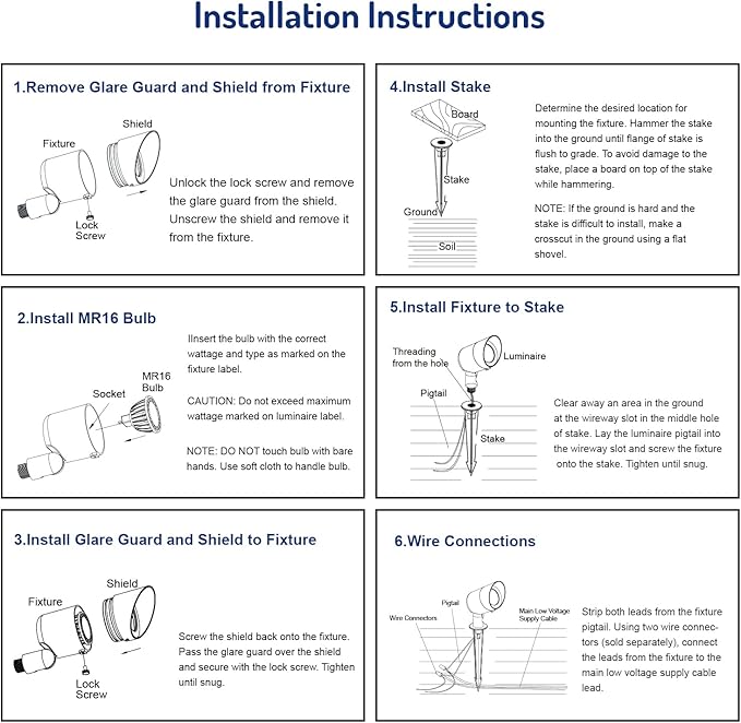 DAONEG 4W LED Landscape Spotlights GL101-BZLED8 Bronze 8 Pack Low Voltage Warm White Waterproof for Driveway, Yard, Lawn, Patio, Walls, Trees, Flags, Outdoor Light