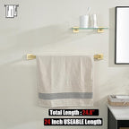 JQK Gold Towel Bar, Rounded Edges 29.41 Inch Towel Rack, 304 Stainless Steel Bathroom Wall Mount, Useable Length 27 Inch, TB250L27-BG