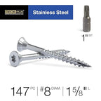 Deck Plus 1-5/8 Inch Epoxy Coated Exterior Wood and Fence Screws #8 x 1-5/8" Torx/Star Drive Included Coarse Thread, Outdoor Rust Resistant Decking Screw, Silver, 1lb Box, 1015 Pieces | 48462