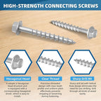 Upgrade SD Connector Screws, #9 x 1-1/2" Heavy-Duty Joist Hanger Screws, 500-Hour Salt Spray Rust Prevention Grade, 1/4" Hex Head with 0.370"-Dia, Replace 10D Nails and Simpson SD9112R100, 200-QTY
