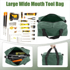 Small Tool Bag,Close Top Wide Mouth Tool Organizer Bag,Large Capacity Tool Bags for Men,Canvas Tool Storage Bag for Storage Handbag for Screwdrivers,Wrench,Pliers Hand Tools (DarkGreen, 18 Inch)