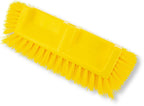SPARTA Multi-Level Tile Scrub Brush 12" Wide Brush Head, Heavy-Duty Tile Cleaning Brush with End Bristles for Commercial Tiles, Tubs and Floor, Plastic, 12 Inches, Yellow