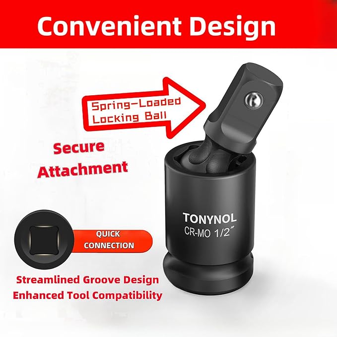 Universal Joint Swivel Socket Adapter 1" Drivers,U-Joint Drive CR-MO Impact Grad Wobble Socket Wrench Set