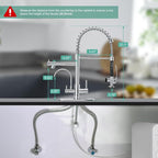 Fapully 3 in 1 Kitchen Faucet with Water Filler and Pull Down Sprayer, Chrome Commercial Kitchen Sink Faucet with Drinking Water Faucet for 1 or 3 Holes Sink